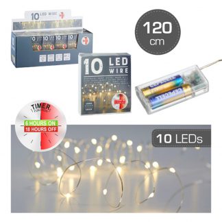 Led sería (Led Wire) 10 ljósa silfur með timer